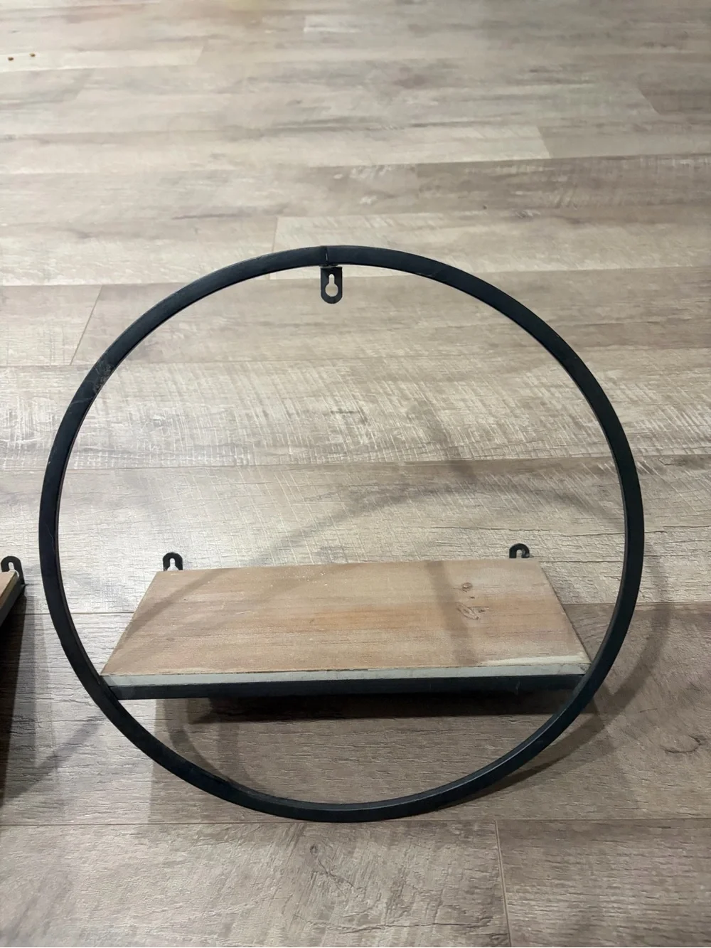 Black Metal Double Ring Wall Planter Shelf - Abrand